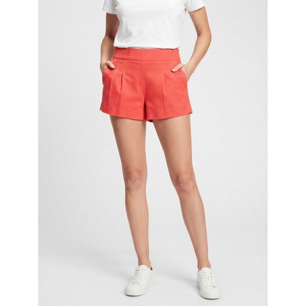 J.Crew Pleated Structured Cotton Blend Shorts Hot Pants Coral Pink Size Zero 0